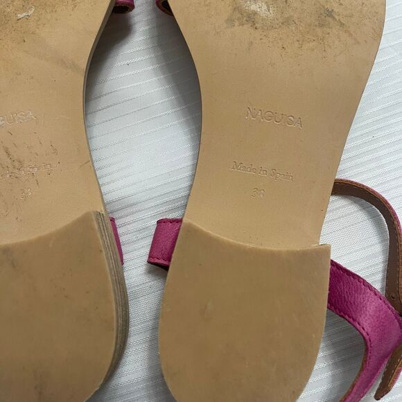 Naguisa Verde Fucsia Leather Sandals Size 38 US 8 - Picture 6 of 7